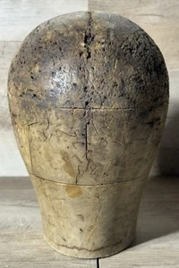 Antique European Wooden Hat Makers Form Head Millinery Size 52 - Picture 1 of 10