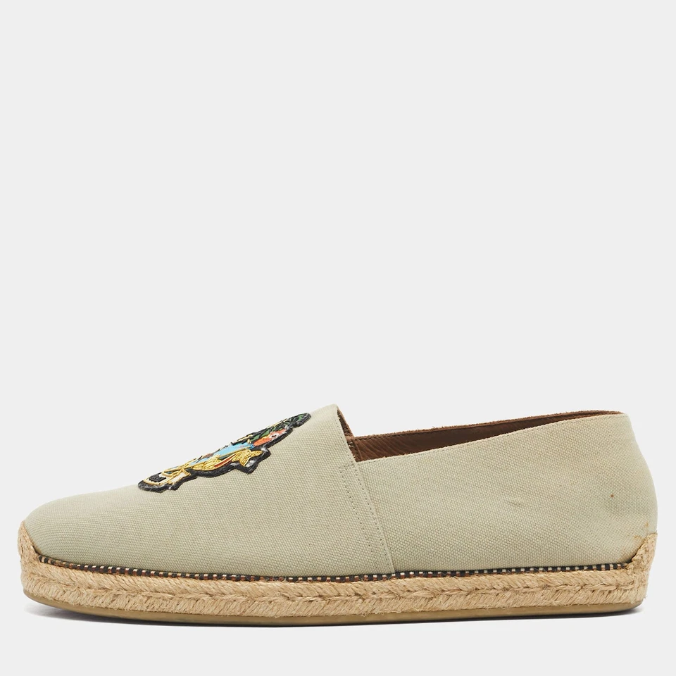 Mocassim Christian Louboutin Lona Verde Claro Cairo Loubi Espadrille Tamanho 40 - Imagem 1 de 4