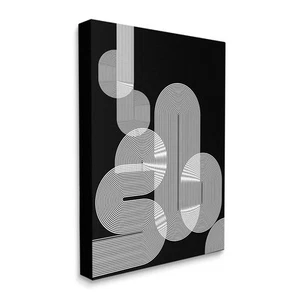 Stupell Abstract Graphic Black Shapes Industrial Line - Picture 1 of 14