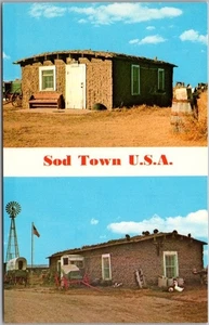 Vintage 1960s COLBY, Kansas Postcard "SOD TOWN U.S.A." Sod House Museum / Unused - Picture 1 of 2