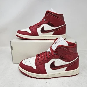 Nike Air Jordan 1 Mid SE Shoes / Sail Varsity Red / HJ9337 106 / Women's 6.5 - Picture 1 of 6