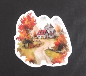 Landhaus auf Feldweg Herbst Herbst Aufkleber 2,18" x 2,25" (H) - Bild 1 von 2
