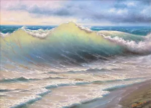 197 - 5"x7" CANVAS GICLEE ART PRINT Nautical Surf Storm Ocean Waves Mesheryakov - Picture 1 of 1