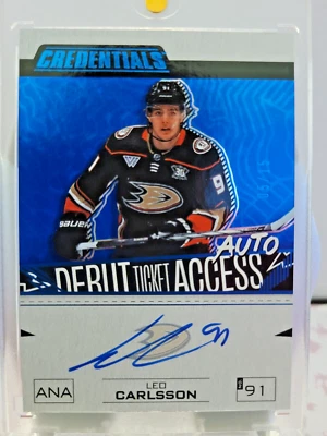 LEO CARLSSON 2023-24 UD CREDENTIALS BLUE DEBUT TICKET ACCESS AUTO RC /15 - Image 1 of 3
