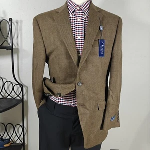 Chaps Men's Tweed Sport Coat Blazer Two Button Brown Olive Wool Size 42R NEW - Picture 1 of 15