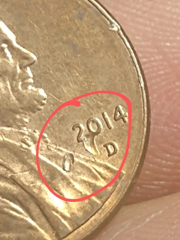 2014 D Penny With Die Chip Error On Obverse Date Fabolous Good Condition Cover