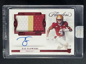 ZAY FLOWERS 13 /20 RUBY ROOKIE PATCH ON CARD AUTO AUTOGRAPH 2023 FLAWLESS RC RPA - Picture 1 of 10