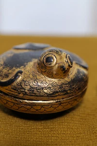 Vtg Gold leaf Handmade Parcel Burmese Bird Lacquer Trinket Box Set 2 - Picture 1 of 12