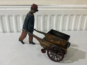 GERMAN STOCK & CO. JIM THE WALKING TROLLEYMAN TINPLATE CLOCKWORK TOY C1910 Rare - Bild 1 von 6