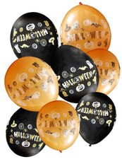 8 palloncini neri e arancioni halloween - Cod.189934