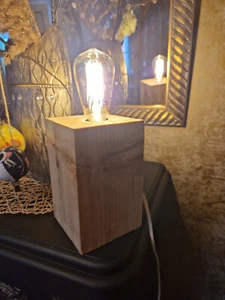 Tischlampe Vintage Holzstamm - Bild 1 von 8