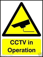 2 x Self adhesive CCTV IN OPERATION signs, warning windows doors office shop