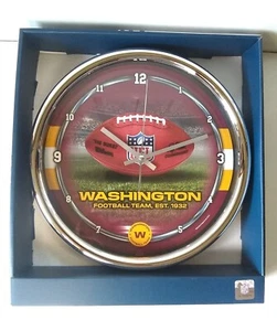 NFL Washington Football Team 12" Round Chrome Wall Clock, Reduced from $24.95 - Picture 1 of 2