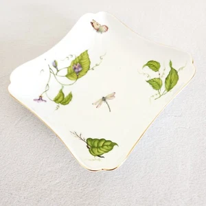 Godinger Co Dish Jardin Dragonfly 5" Ceramic Porcelain Serving Candy Square - Picture 1 of 11