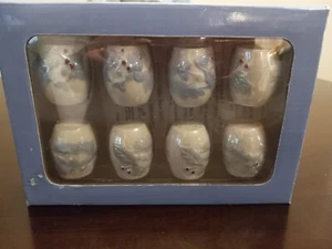 NIB Pfaltzgraff Set Of 4 Mini Salt & Pepper Shaker Set Winter Frost Collection - Picture 1 of 13