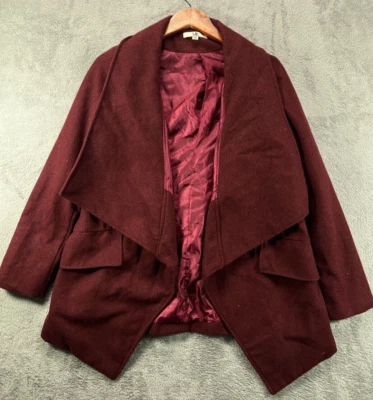 YA Los Angeles Womens Medium Jackets Dark Red Wide Shawl Collar Belted Ladies - Image 1 of 4