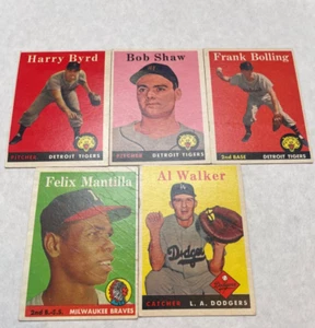 1958 Topps Baseball 5 Karten Set mit Bob Shaw RC VG-EX - Bild 1 von 10
