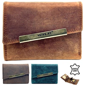 Leder Geldbeutel Geldbörse Portemonnaie Brieftasche Kompakt Wildleder Fächer Neu - Bild 1 von 8