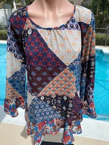 Fig & Flower Langarm-Bluse mit Blumenmuster und Patchwork-Print Damen Größe S Small - Bild 1 von 5