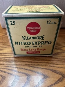 Vtg Remington Kleanbore Nitro EXpress ~ 12 Gauge Shotgun Shell Empty Box - Picture 1 of 11