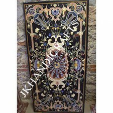 Black 24" X 48" Marble Dining Table Top Gemstone Peitra Dura Hallway Decor 