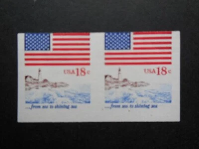 #1891a 18c 50 Star Flag Double EFO Imperforated & Miscut Coil Pair MNH OG VF #2 - Image 1 of 3