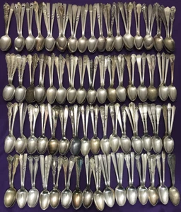 150 Pc Silverplated 6" TEASPOONS Antique to Vintage Pattern Mix - Picture 1 of 15
