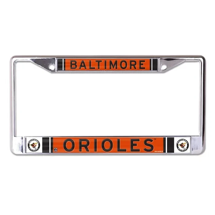 BALTIMORE ORIOLES COOPERSTOWN CHROME METAL LICENSE PLATE FRAME DOMED GRAPHICS - Image 1 of 1