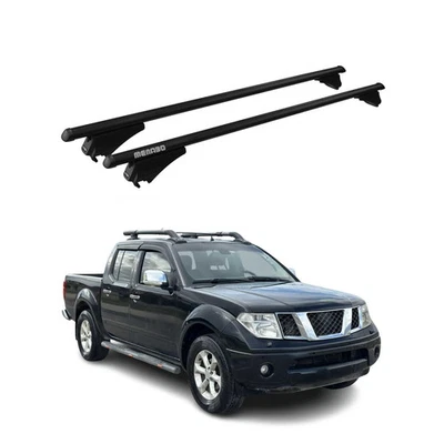 Barras transversales de techo superiores para Nissan NP300 Navara 2016-2020 aluminio negro 2 piezas Foto 1 de 4