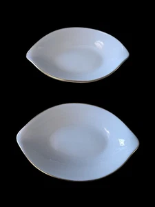 2 Vintage Lenox Creme Gold Offen Salzkeller Zitrone Scheibe Schalen Schmuckstück 4,25" x 2,5" - Bild 1 von 4