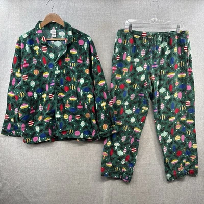 Hanna Anderson Pajama Set Women Large Green Flannel Holiday Christmas Lounge* - Image 1 of 4