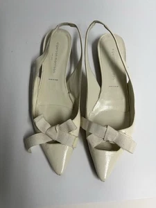 SIGERSON MORRISON Shoes Italian Ladies Sling Back Flats Pointed Toe 7B White - Picture 1 of 11
