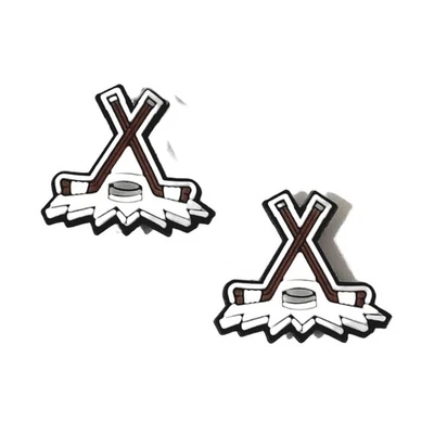 Hockey Sports Sticks Puck Ice Rink Charm For Crocs Shoe Charms Bracelet 2 Pieces - Image 1 of 3