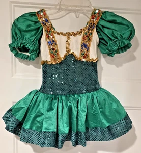 Design Works Kinder grünes Trikot Pailletten Tüll Tanzkostüm Recital Kleid-Sml - Bild 1 von 8