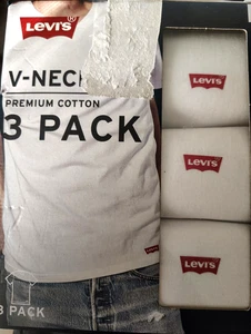 Levi's 3 Pack V-Neck Shirts White Medium (38-40) All Cotton - Picture 1 of 2