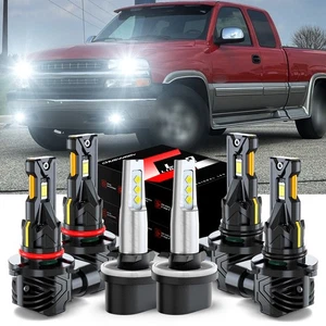 Fit Chevy Silverado 1999-2002 Tahoe 2000-2006 6X LED Headlights Lights Bulbs Kit - Picture 1 of 21