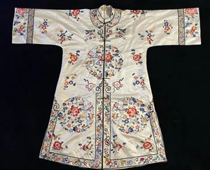 Vintage 1930s Chinese Silk Rainbow Embroidered Robe w/bottoms| Asian Motifs NOS - Picture 1 of 22