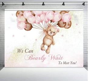 Banner de ducha We Can Bearly Wait to Meet You Baby Girl con invitaciones envío rápido - Imagen 1 de 7