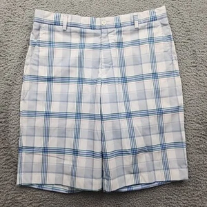 Nike Golf Dri-Fit Shorts Mens Size 34 Blue Plaid PerformanceTour Flat Front - Picture 1 of 11