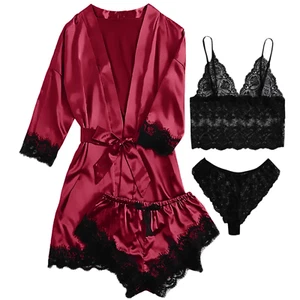 Sexy Lingerie, Silk Satin Pajamas for Women, Womens Summer Pajamas Pjs Sets of - Picture 1 of 11