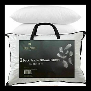 Duck Feather & Down Pillows Sleep Pillow Extra Filled Hotel Quality Pack of 2 - Picture 1 of 3