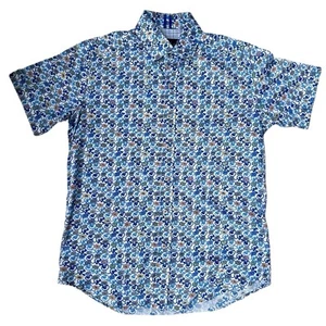 Robert Graham Shirt Men's Sm Blue Floral Short Sleeve Tailored Fit Button-Front - Picture 1 of 4