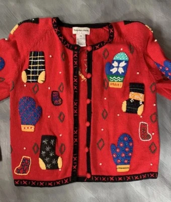 Cardigã Hampshire Studio luvas de Natal meias suéter feminino médio - Imagem 1 de 4