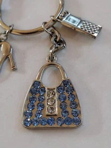 Sparkling Blue Novelty Fashion Bag High Heel Shoe Cell Phone Keychain Accessory - Picture 1 of 6