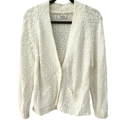 Cárdigan suéter Erika vintage para mujer tejido marfil cuello en V manga larga cabaña XL Foto 1 de 4