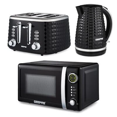 GEEPAS Digital 20L Microwave, Argyle Colletion 1.7L Kettle & 4 Slice Toaster Set - Image 1 of 4
