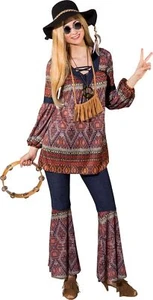Hippie-Anzug Turnika und Hose Retromuster Kostüm Karneval Fasching Damen - Bild 1 von 1