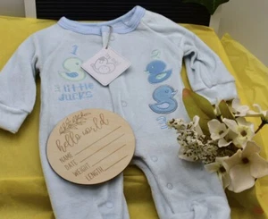 Premature Baby Low Birth Weight Blue Velour Babygrow Gift Set Letterbox Gift - Picture 1 of 6