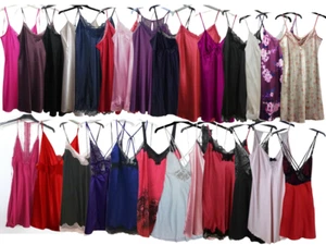 LADIES EX CHAIN STORE SATIN CHEMISE SLIP NIGHT DRESS UK SIZES 8-26 - Picture 1 of 14