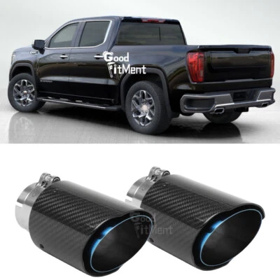 For GMC Sierra 1500 2X 2.5" Inlet 3.5" Outlet Car Exhaust Tip Pipe Carbon Fiber - Изображение 1 из 4